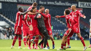 How to watch Liverpool in the Premier League - Liverpool celebrate Alisson Becker's goal against West Brom in the Premier League 2020/21