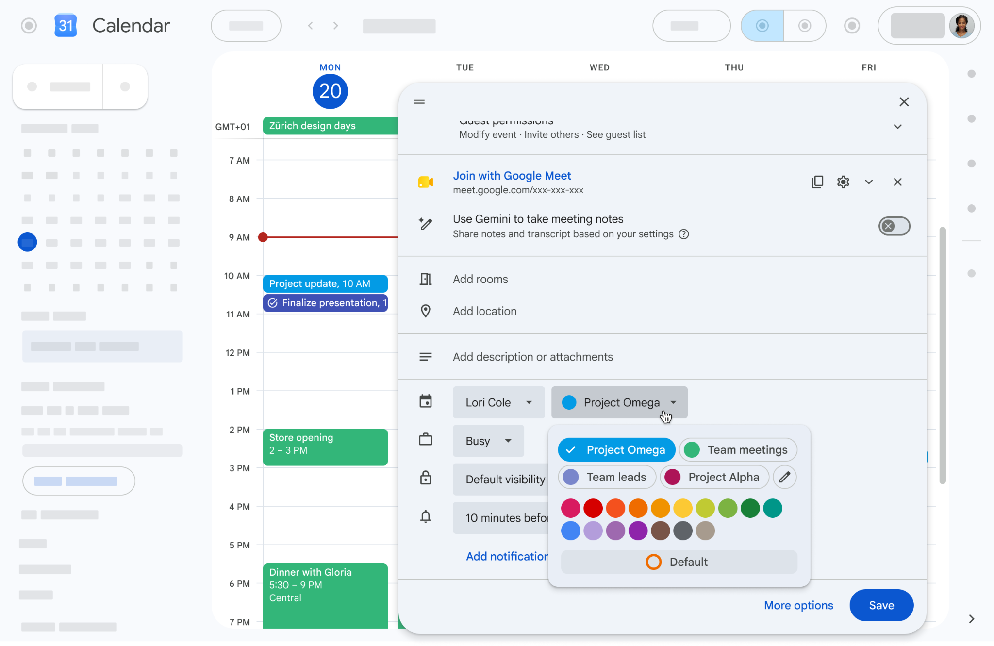 Nuevos colores del Calendario de Google