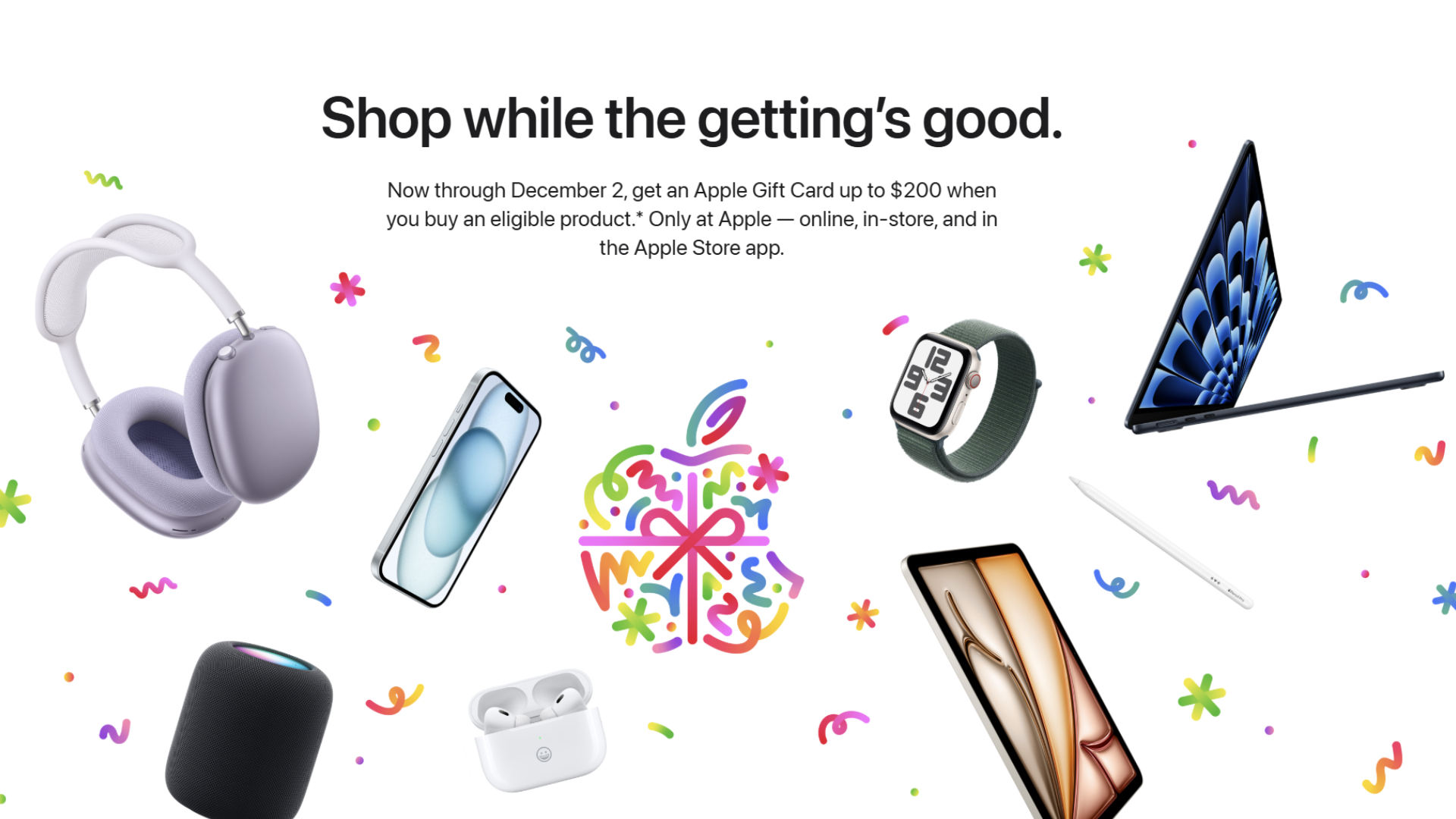 A screenshot of the Apple Store's Black Friday 2024 promotion