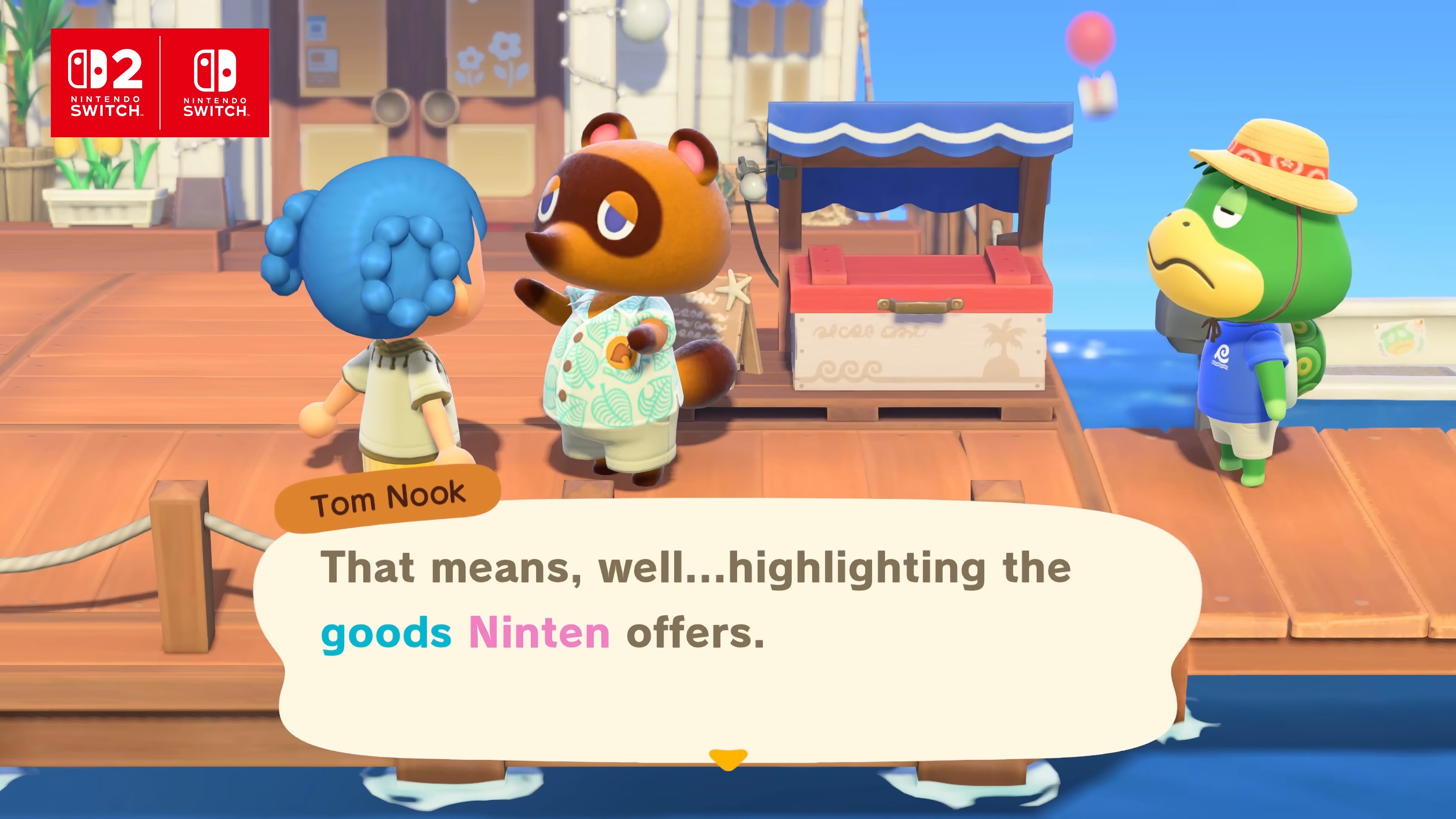 Tom Nook talking to you in Animal Crossing: New Horizons about the kind of wares your island offers