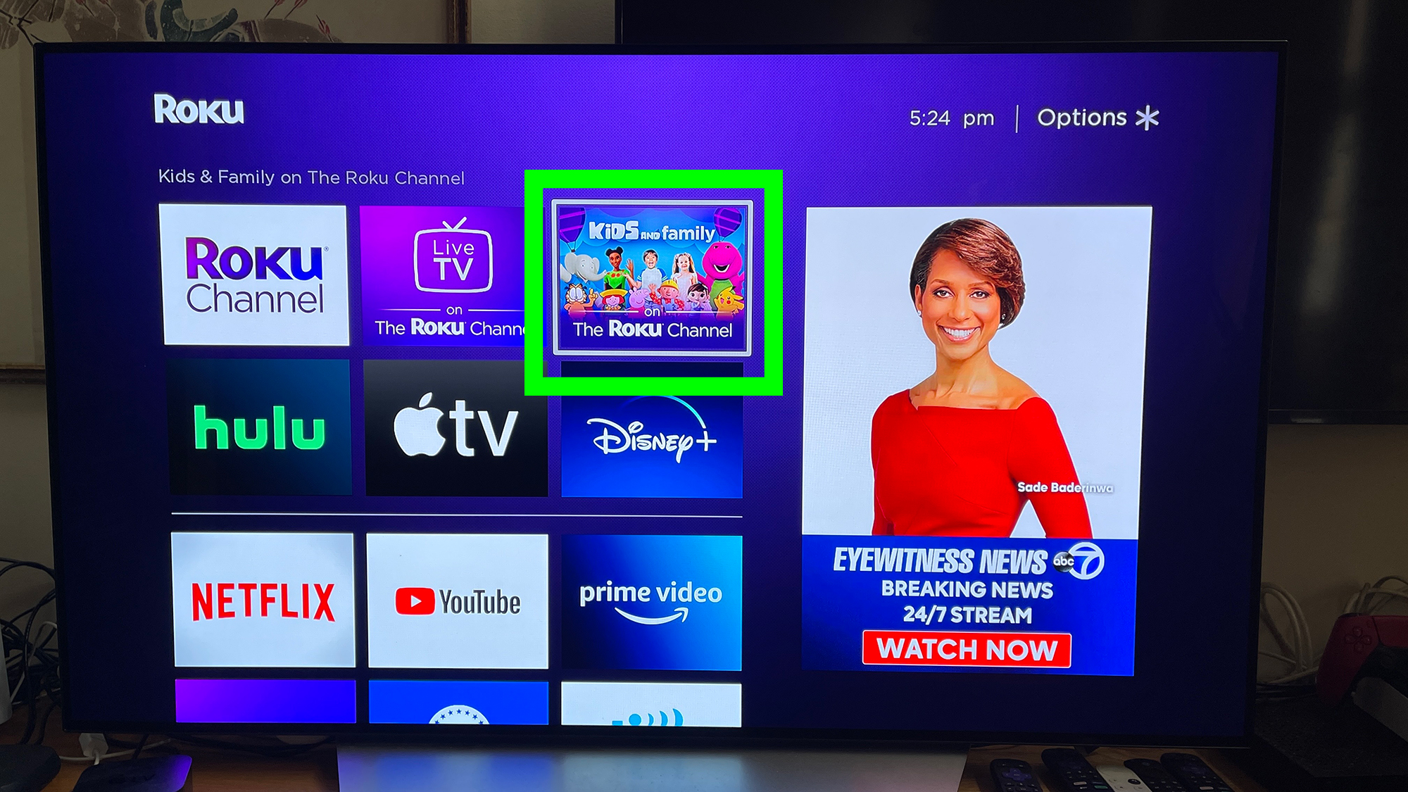 Selecting an app is the second step in removing a Roku app