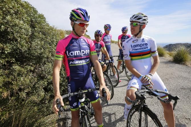 Chris Horner and world champion Rui Costa during a Lampre-Merida camp on Mallorca