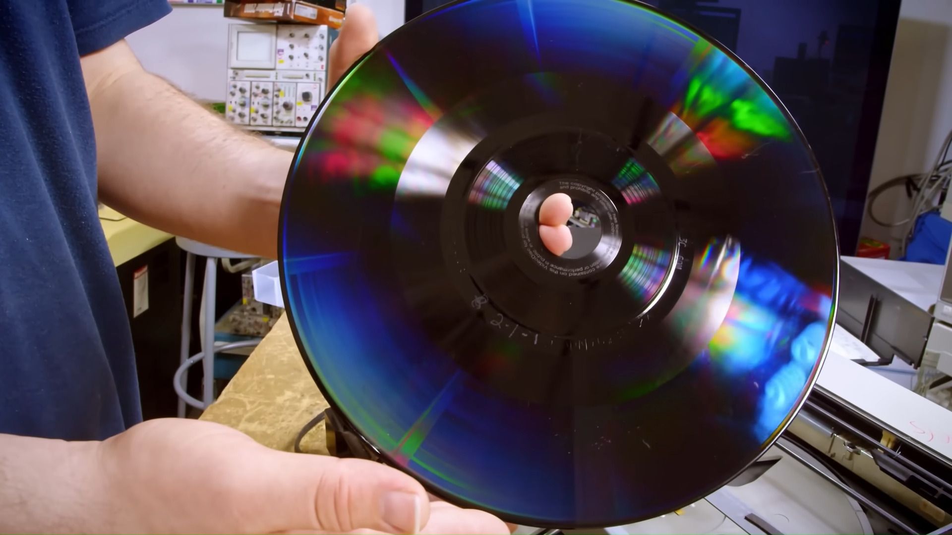 Microscopes can clearly see the video on  the surface of a LaserDisc, discovers Techtuber — a 12-inch vinyl-like disc that stores SD analog video