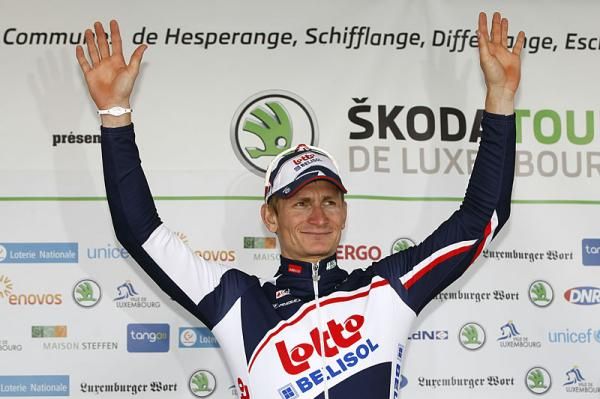 Andr&eacute; Greipel (Lotto Belisol Team) on the podium