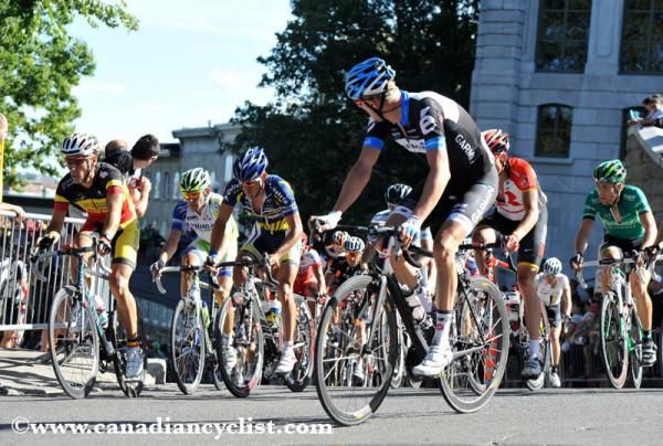 Ryder Hesjedal (right) looks to Philippe Gilbert after the attack.