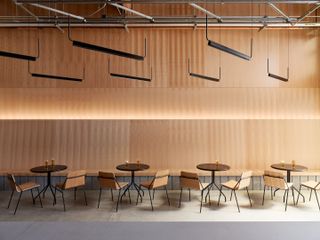 minimalist timber interior at wondrous brewing company in San Francisco