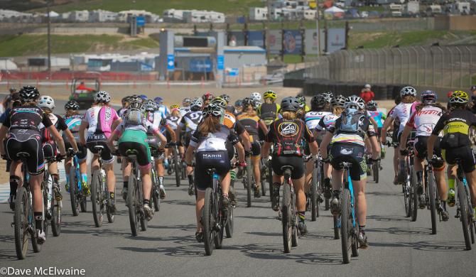 The pro women starting out on the Laguna Seca Raceway