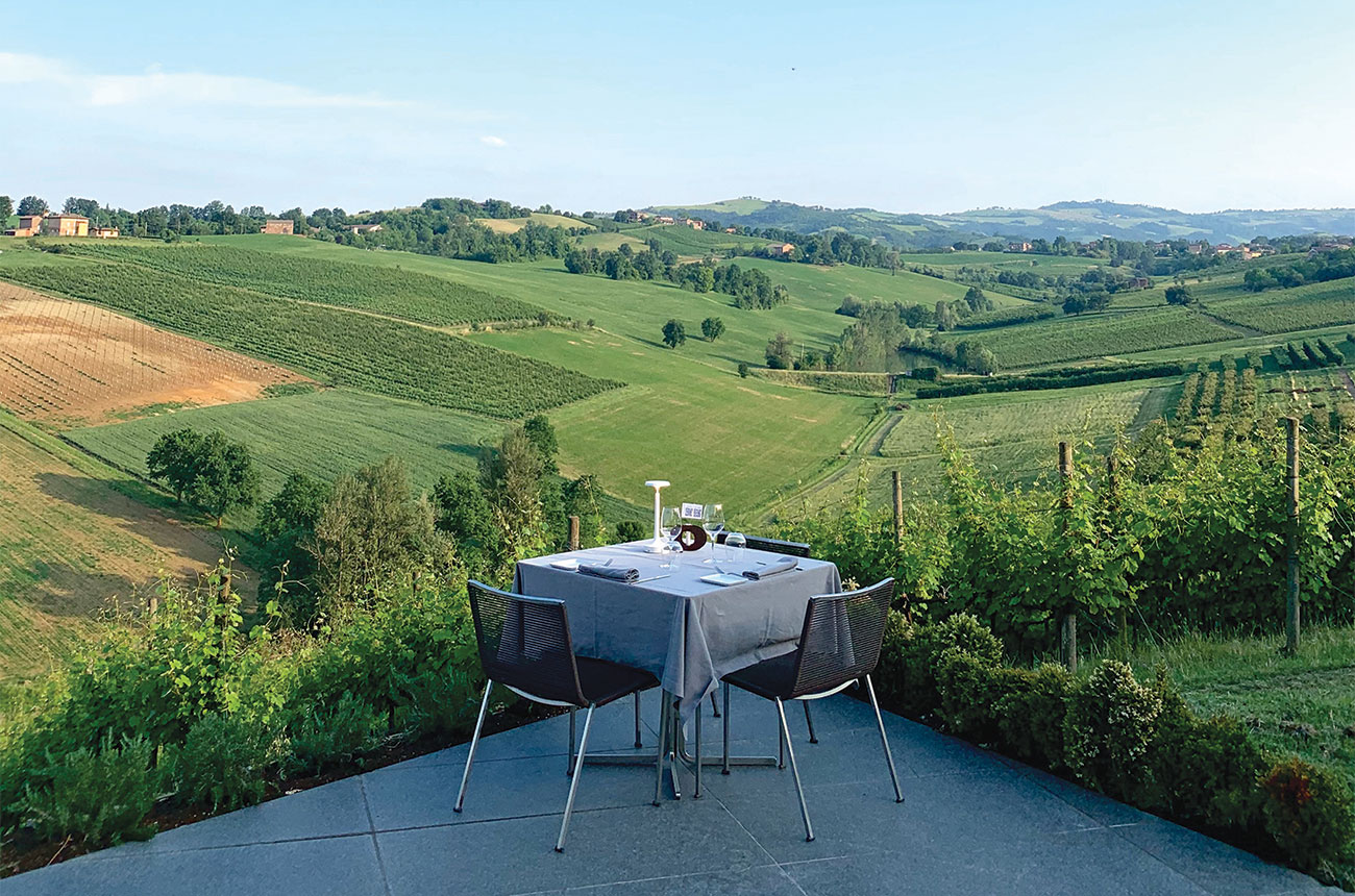 The scenic view at Opera O2 winery; Emilia Romagna travel