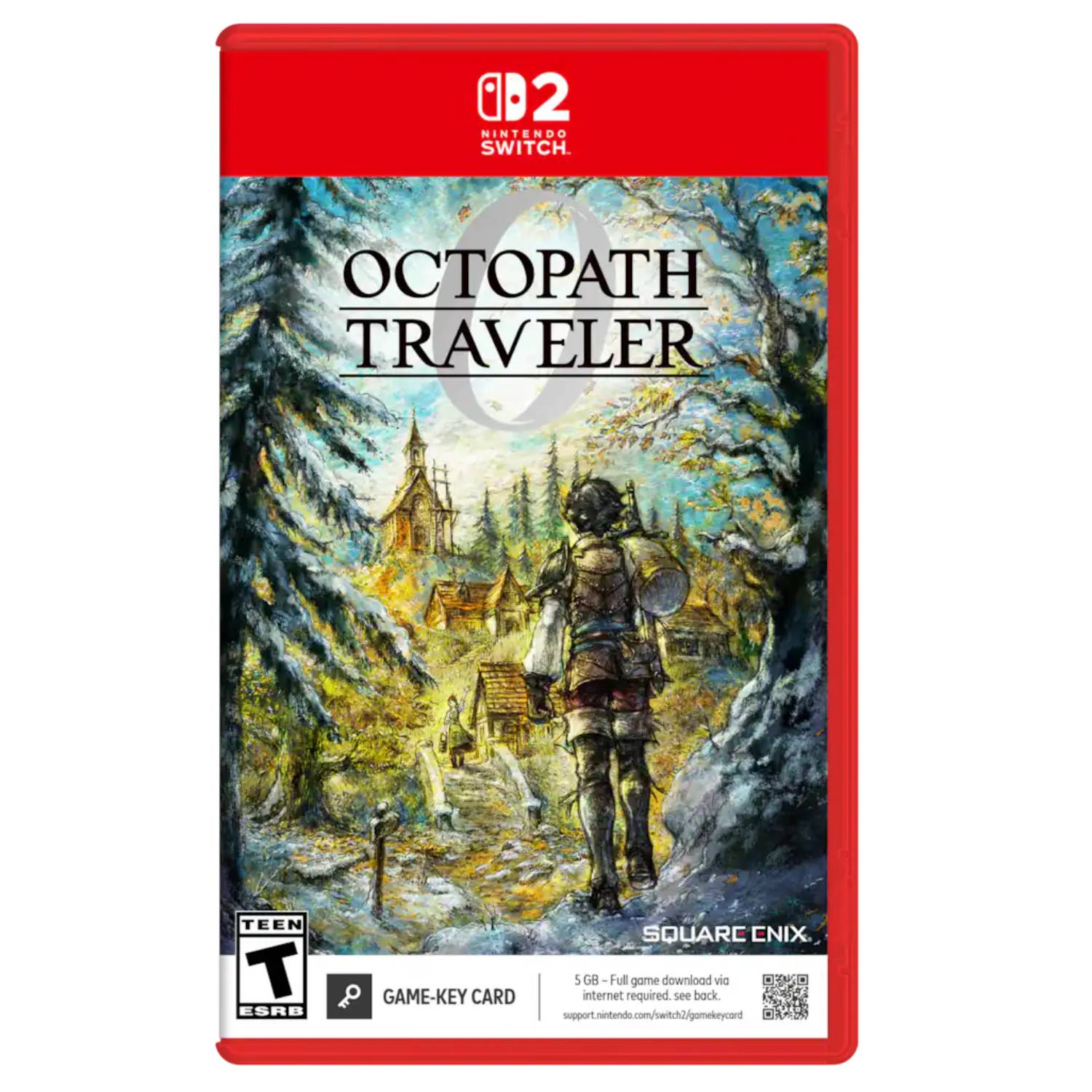 Image of the red Switch 2 box for Octopath Traveler 0 with a white background.