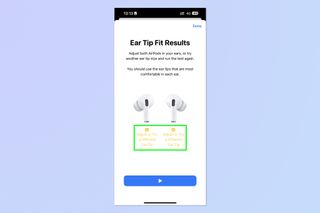 A screenshot showing how to do an Ear Tip Fit Test for AirPods Pro