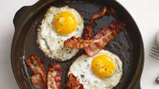 Fried bacon and eggs in the Field Company No.8 Cast Iron Skillet