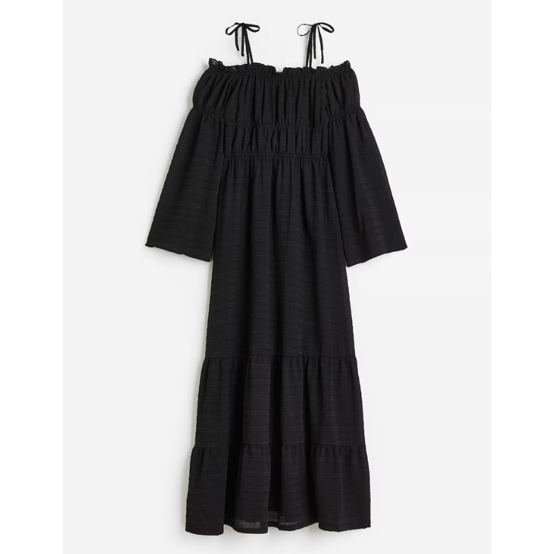 H&amp;amp;M, Off-The-Shoulder Tiered Maxi Dress