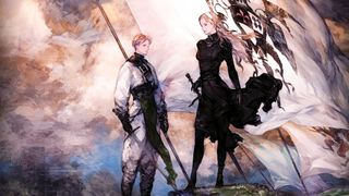 The protagonists of Tactics Ogre: Reborn stand on top of a hill