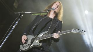 David Ellefson performs with Megadeth at the Bloodstock Festival at Catton Hall on August 13, 2017 in Burton Upon Trent, England