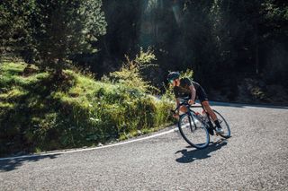 Image shows a rider descending as he overcomes his cycling fears.
