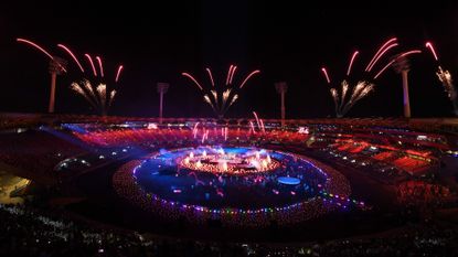 A general view of fireworks during the Closing Ceremony for the Gold Coast 2018 Commonwealth Games at Carrara Stadium on April 15, 2018