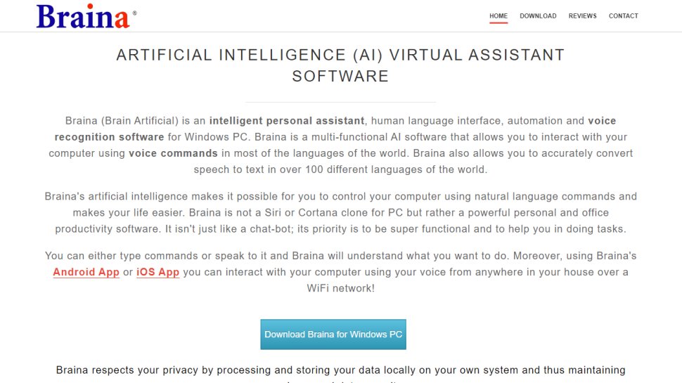 Website screenshot for Braina Pro