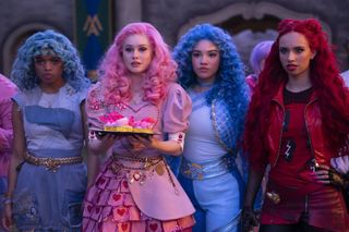 Morgan Dudley as a young Cinderella, Ruby Rose Turner as a young Queen of Hearts, Malia Baker as Chloe Charming and Kylie Cantrall as Princess Red.