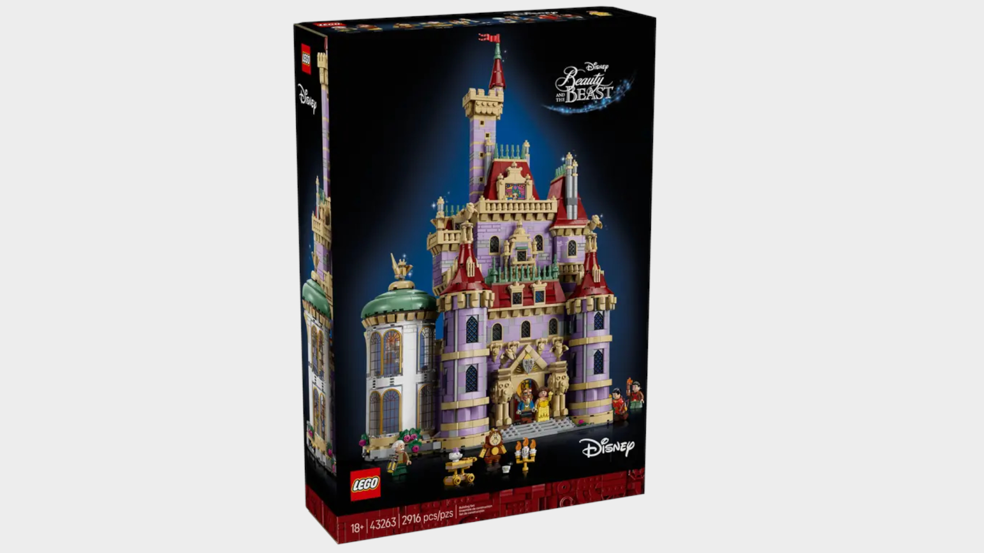 Lego Beauty and the Beast Castle box against a plain background