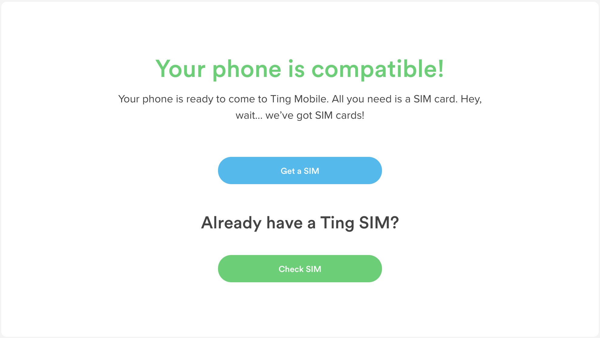 Compatibilidade do telefone Ting