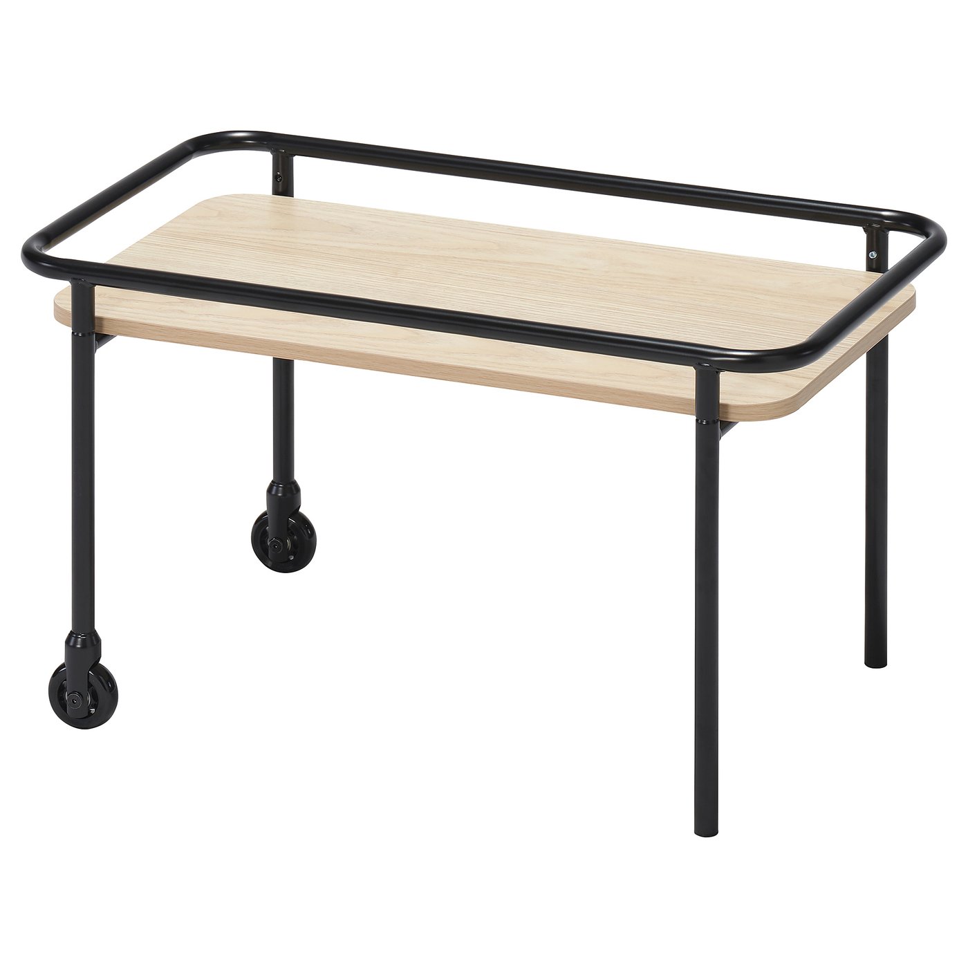 BrÄnnboll Side Table on Casters - Light Ash Effect/black 27 1/8x15 3/8