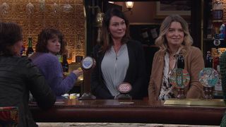 Chas Dingle behind the bar in the Woolpack.