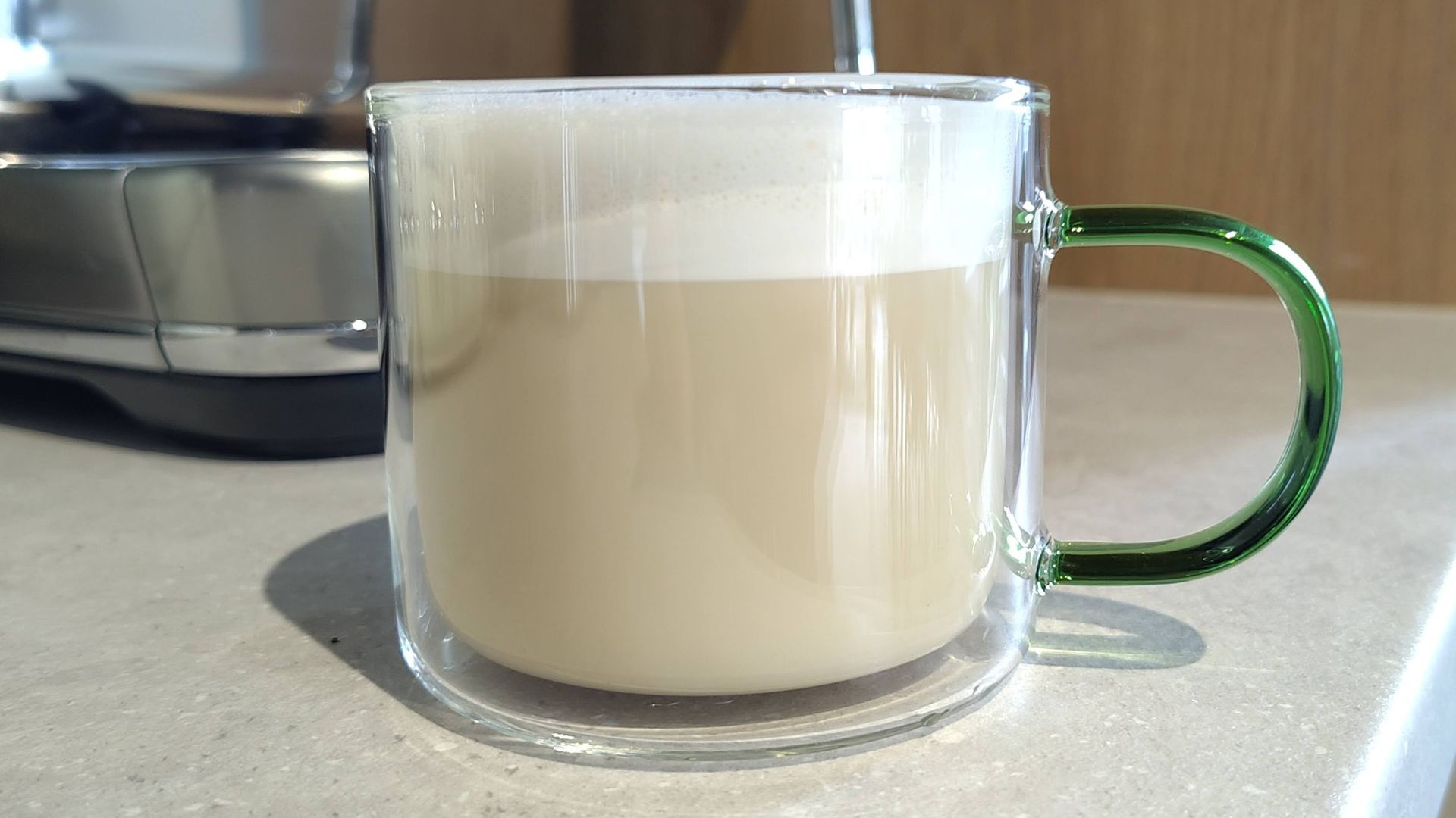 Oat milk foamed using Sage Barista Touch Impress with Cold Brew