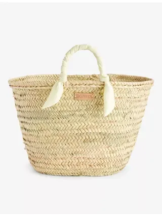 Logo-Patch Palm Basket Bag
