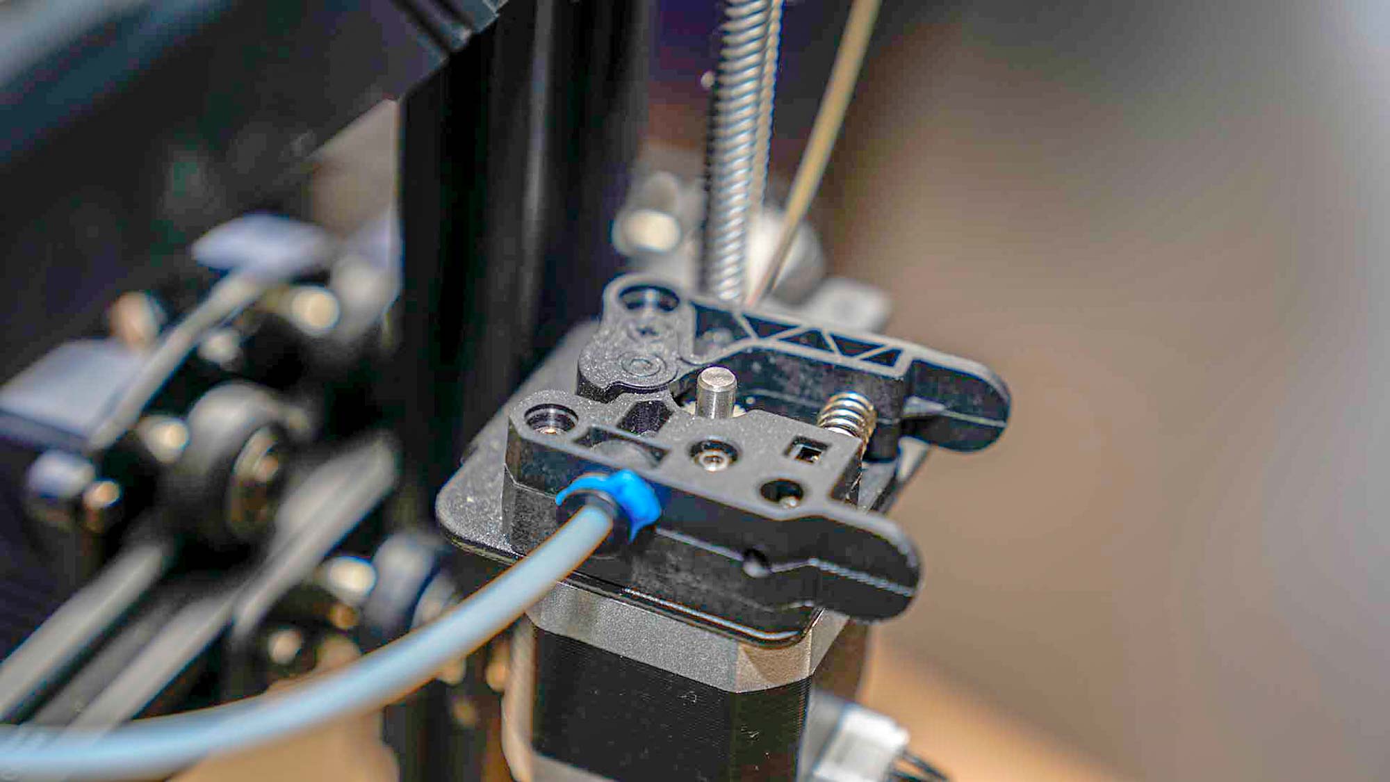 A close up shot of the AnyCubic Kobra's extruder