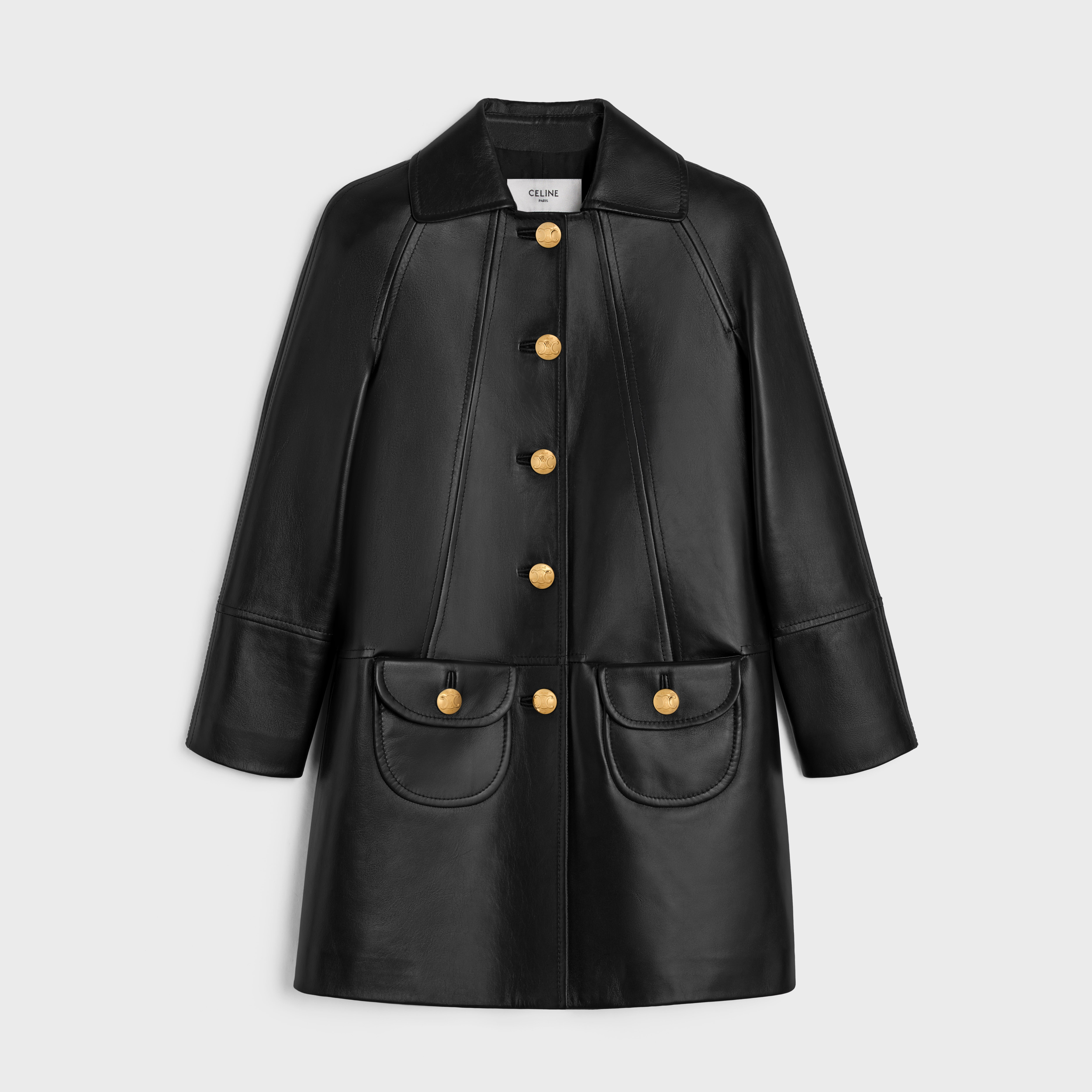 Celine, Coat with Claudine Collar in Soft Lambskin