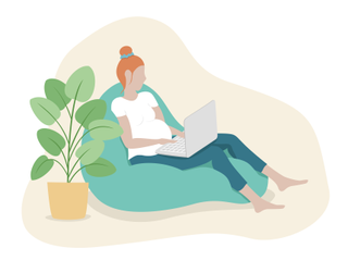 pregnant woman working remotely