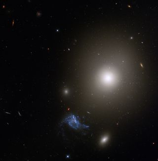 Hubble Space Telescope of Minkowski's Object (lower left) and the elliptical galaxy NGC 541.