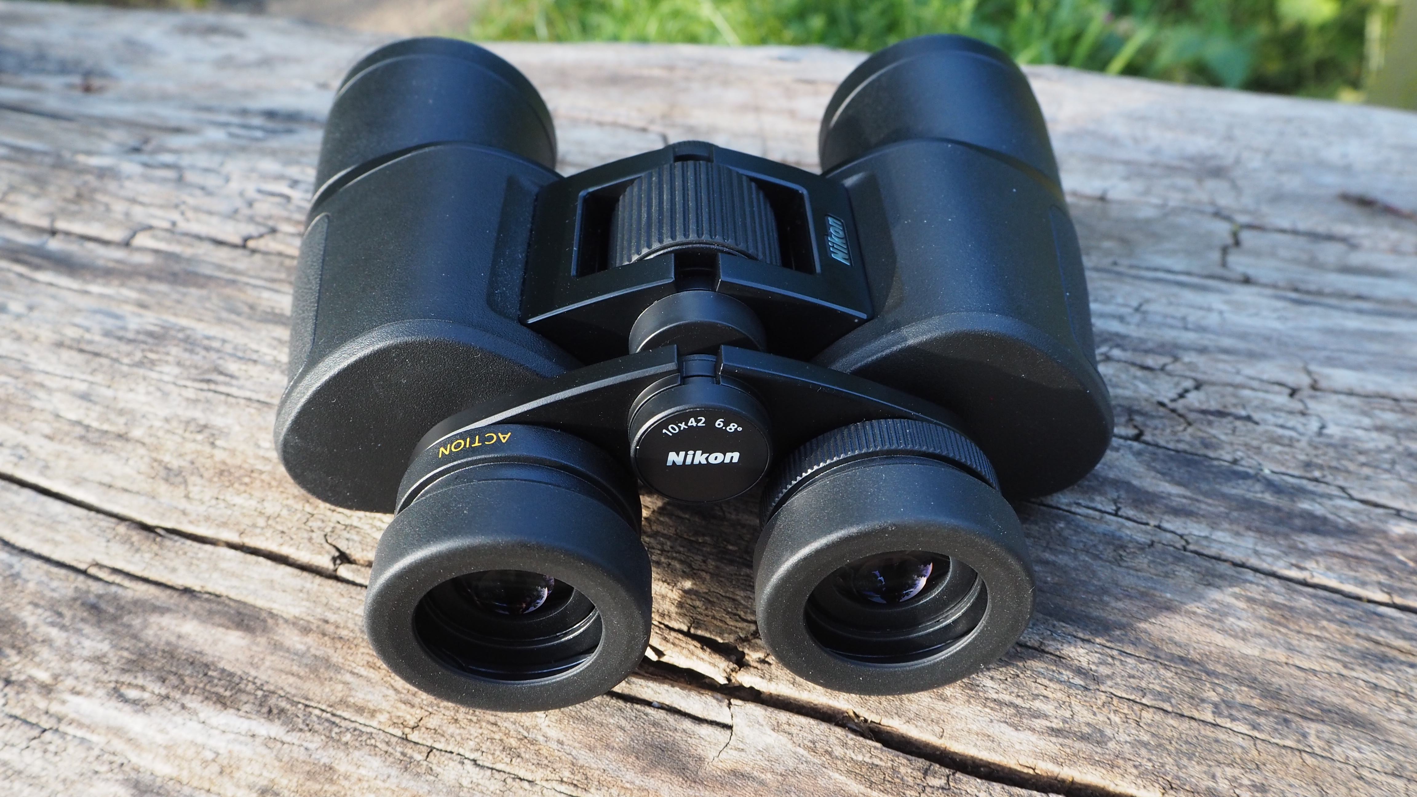 Nikon Action 10x42 binoculars in someone's hand