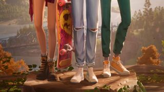 An illustration of three teens stood on a rock