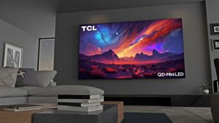 TCL QM89 Mini-LED TV on wall in living room
