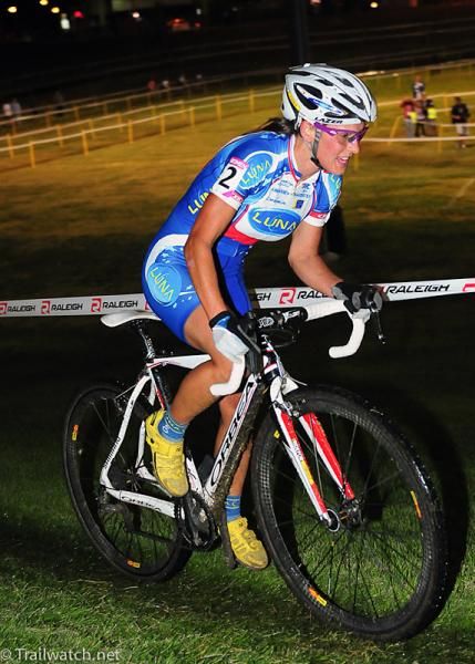 Katerina Nash (Luna Pro Team) having no problem holding off the chasers with one lap to go.