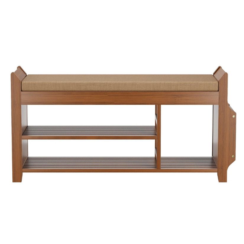 Bamboo Shoe Bench With Hidden Storage