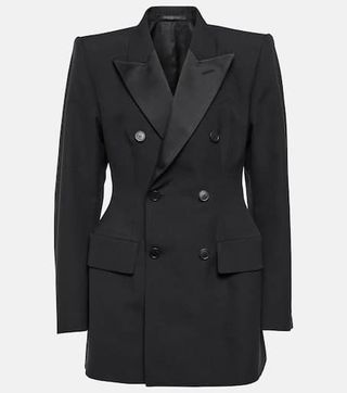 Hourglass Double-Breasted Wool Blazer