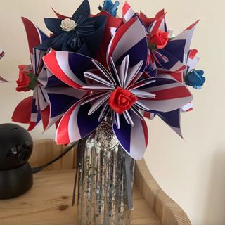 Union jack paper flower coronation decorations