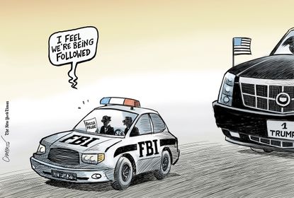 Political cartoon U.S. Mueller Russia FBI investigation Trump obstruction