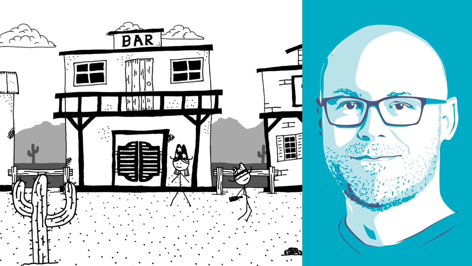 West of Loathing composite with headshot of PC Gamer writer Christopher Livingston