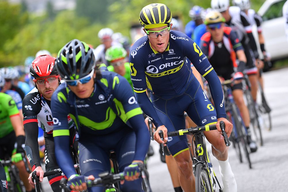 Orica-Scott's Rob Power gets out of the saddle