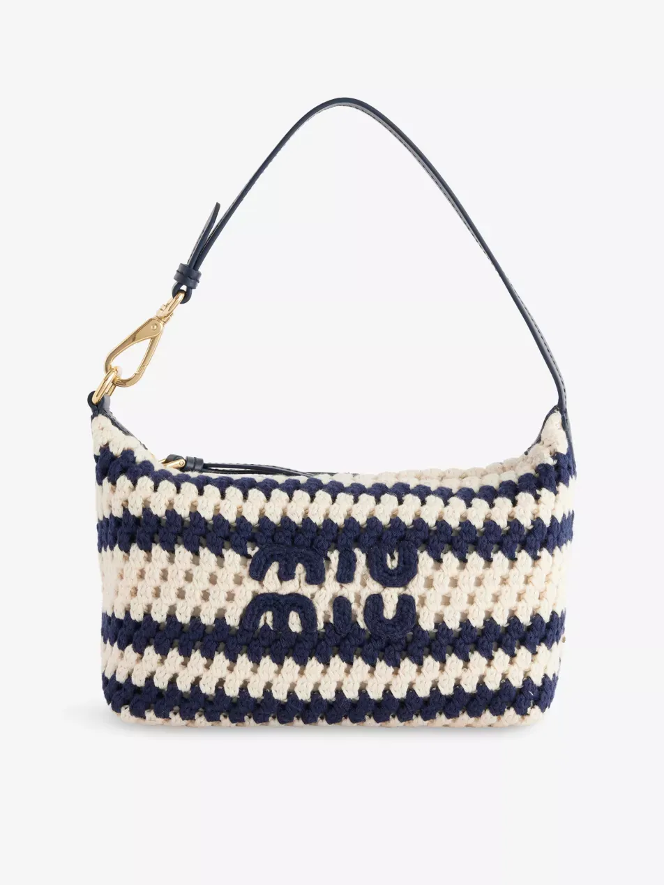 Stripe Crochet Cotton Pouch