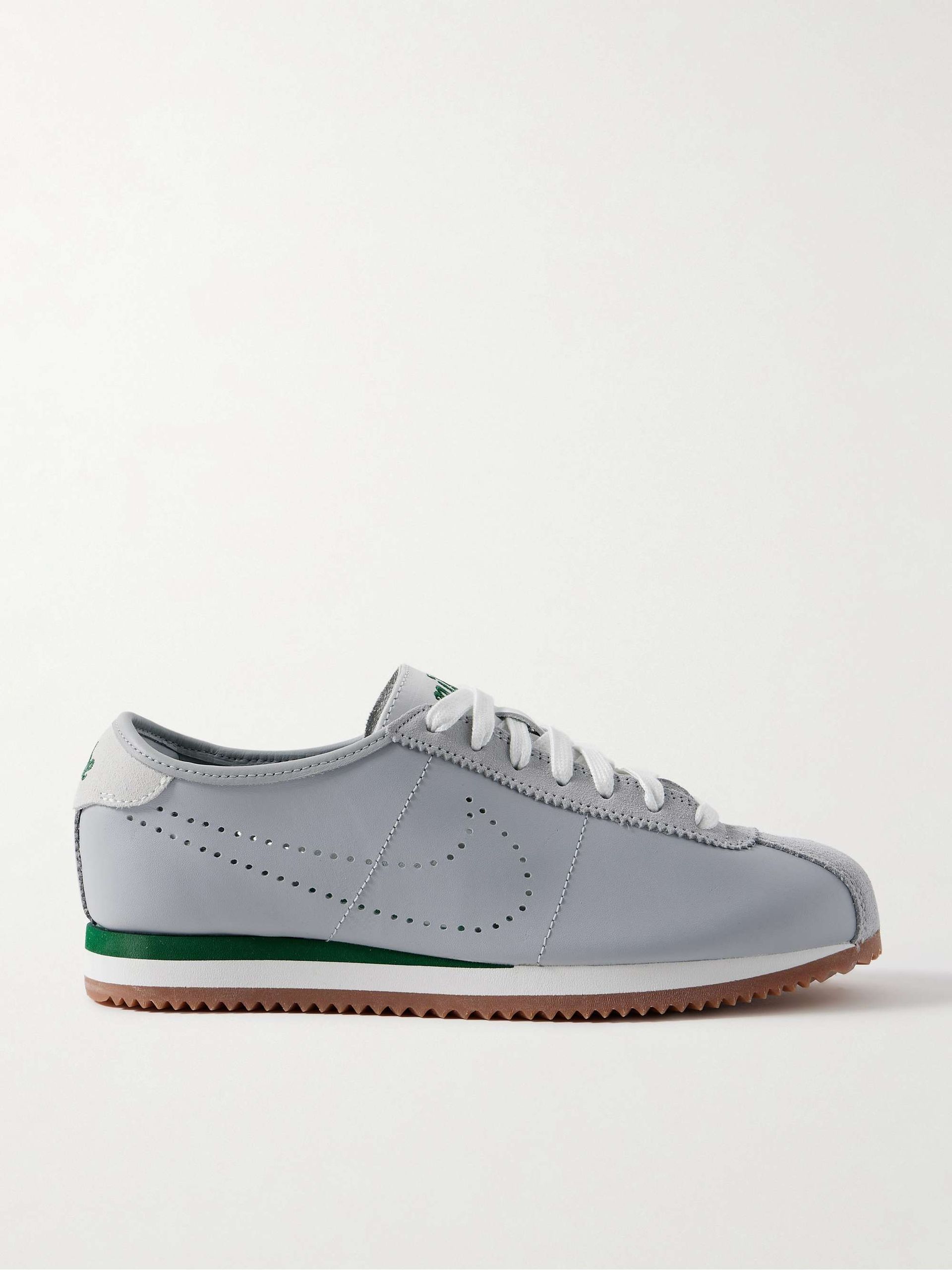 Cortez Decon Suede-Trimmed Perforated Leather Sneakers