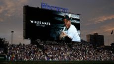 A moment of silence for Willie Mays between the Chicago Cubs and San Francisco Giants