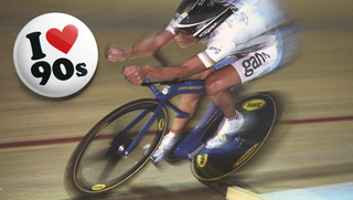 Chris Boardman breaks the Hour Record in Manchester in 1996.
