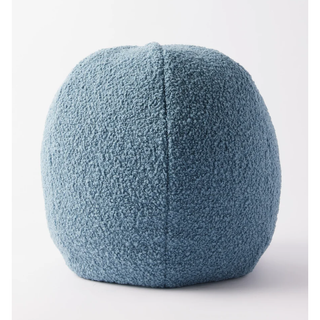 blue boucle ball pillow
