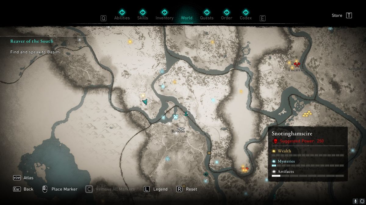 AC valhalla Snotinghamscire treasure hoard map location