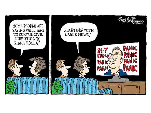 Editorial cartoon Ebola news panic health