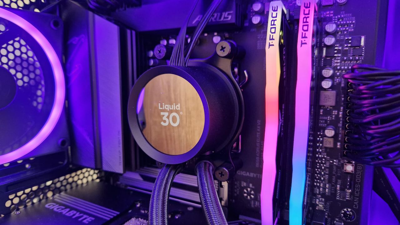 The CPU cooler pump head in the NZXT Player Three RTX 5080 Edition